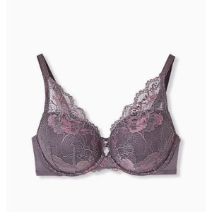Torrid Slate Grey & Purple Lace Front Bra